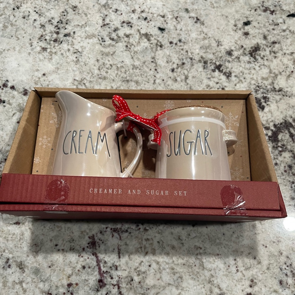 Rae Dunn new cream and sugar holder set holographic color